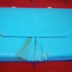 CHI Turquoise Blue Handbag Envelope Shape Travel Accessories Collectible Faux